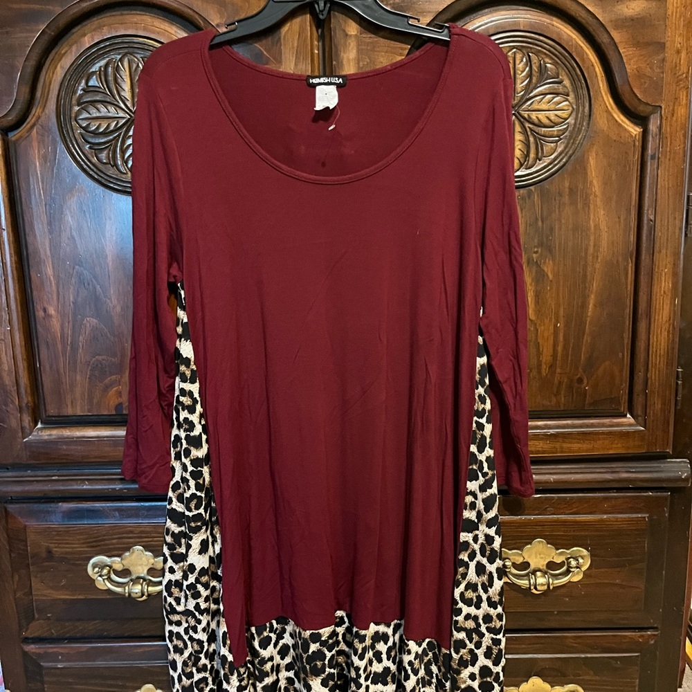 Knit dress with Leopard insets